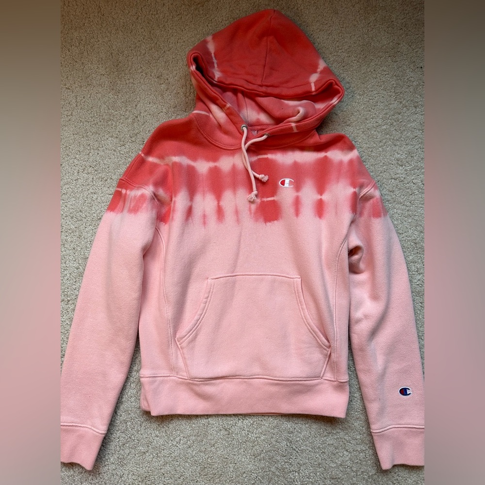 Pink Tie-Dye Champion Hoodie